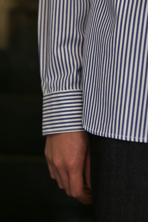 COMME des GARCONS HOMME HOMME刺繍ストライプシャツ(HG-B019-051)style.2021.5.2
