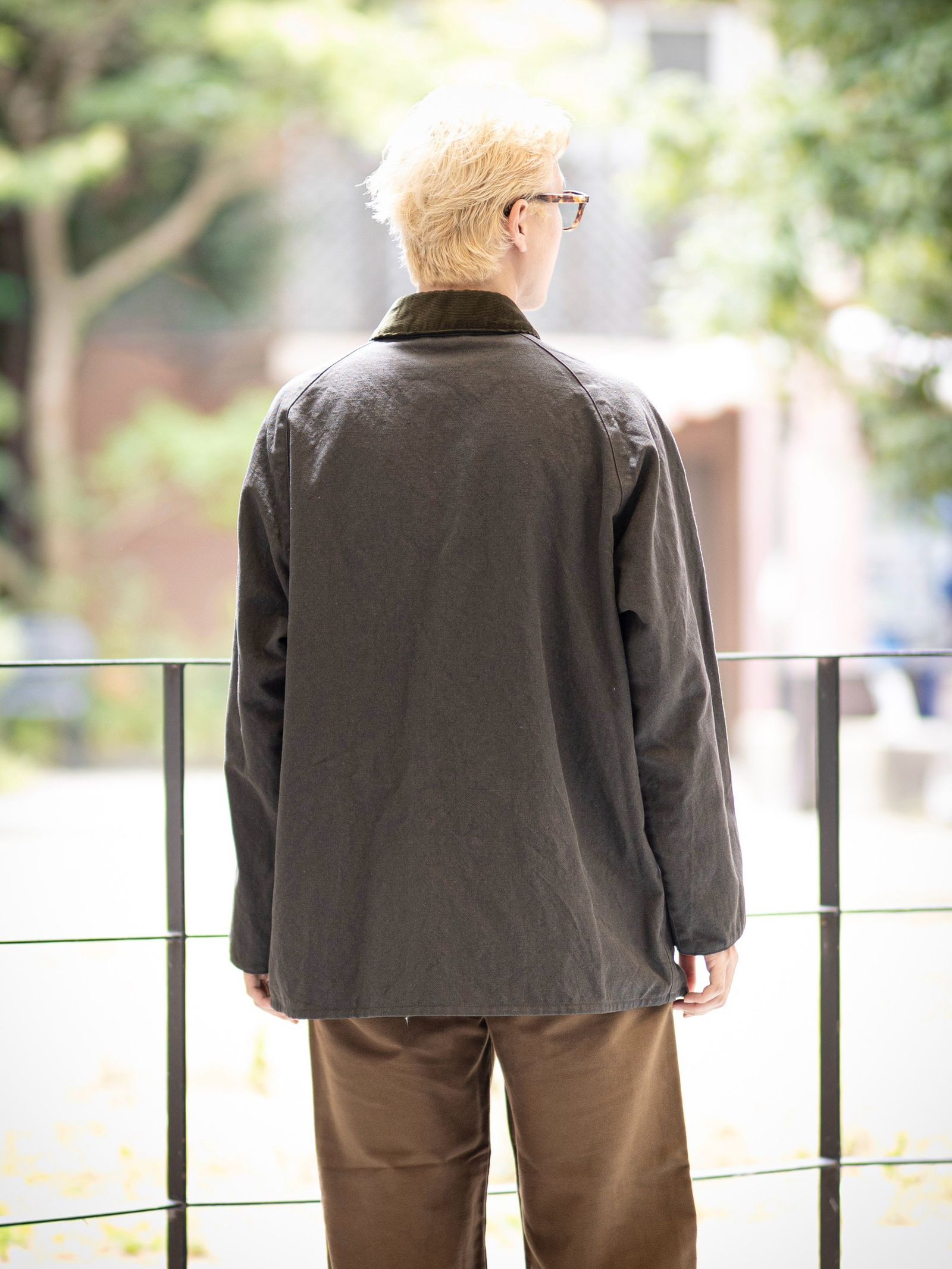 A.PRESSE Vintage Silk Hemp Riding Oiled Jacket スタイル