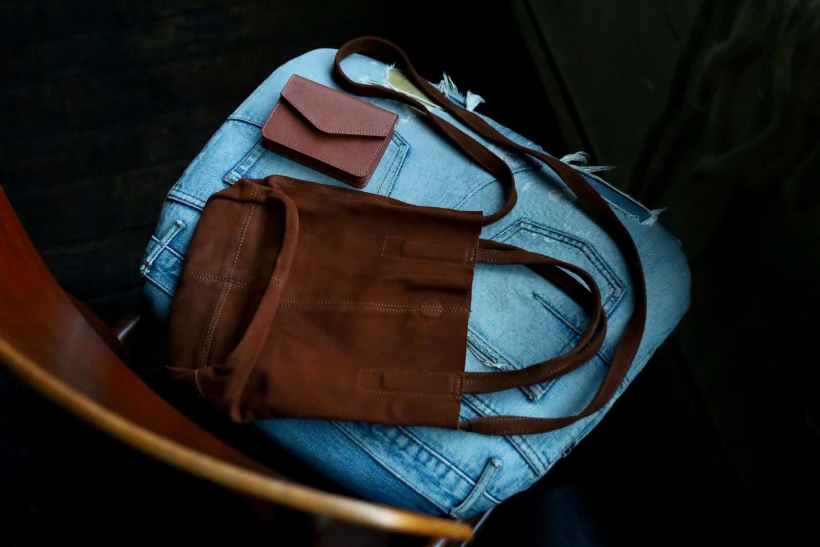 Morphee / モルフェトートバッグ 2WAY SMALL TOTE（LONG)OIL SUEDE BROWN