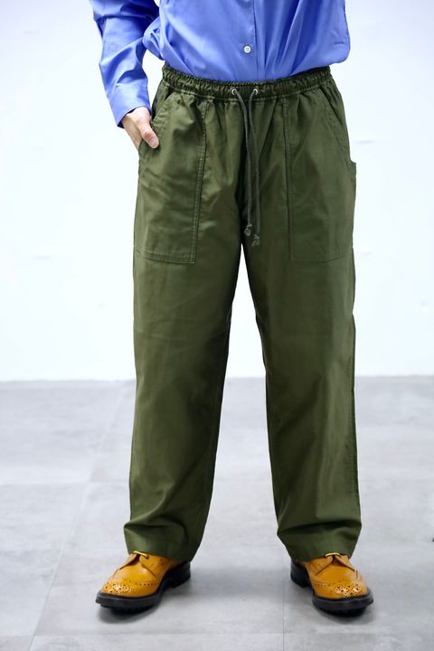 コムデギャルソンオム26SS 綿バックサテンベイカーパンツ(HQ-P014-051-2)KHAKI☆3月6日(金)発売！