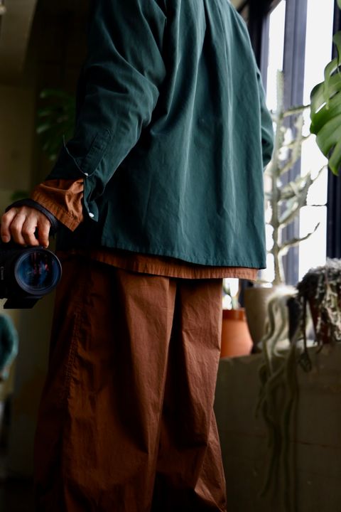 A.PRESSE US Silk Cotton Open Collar L/S Shirtスタイル