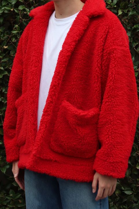 doublet HAND-PAINTED RECYCLE FUR JACKET"RED style"