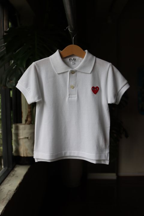 PLAYプレイコムデギャルソン キッズ ポロシャツ(REDハート)WHITE*KID'S