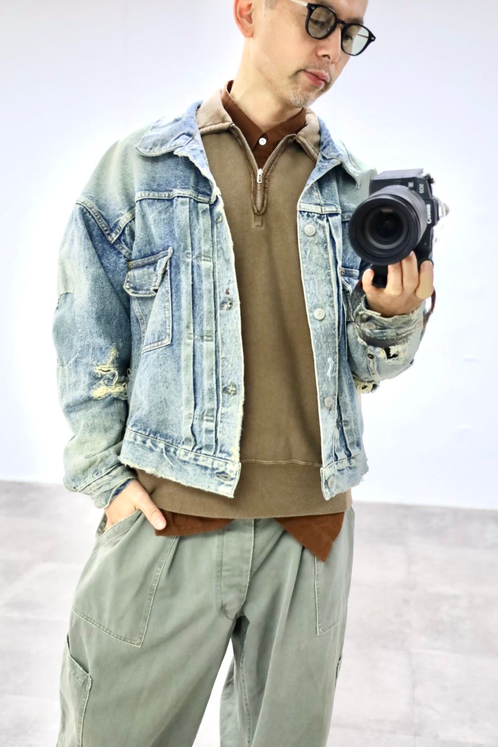 A.PRESSE 2026 STYLE1 Vintage Half Zip Sweatshirt"BROWN"スタイル