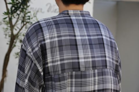 Graphpaper Tencel Check Band Collar Big Sleeve Shirt"BLACK×GRAY"(GM203-50062) style.2020.8.15.