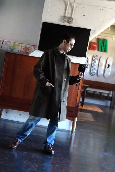 A.PRESSE Motorcycle Half Coat"OLIVE"style.