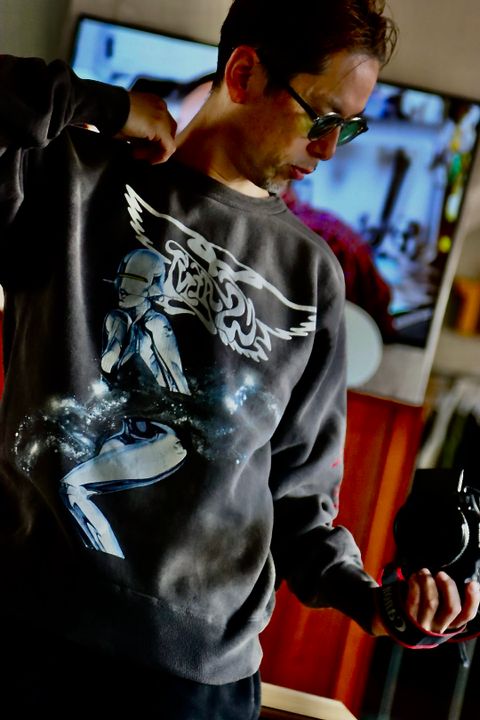 セントマイケル22SS SWEAT SHIRT SORAYAMA"BLACK".style.