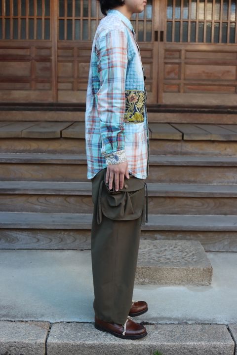 KHOKI Washi knit cardigan(22SS-K-03),Madras check shirt(22SS-B-03) style. 2022.02.21.