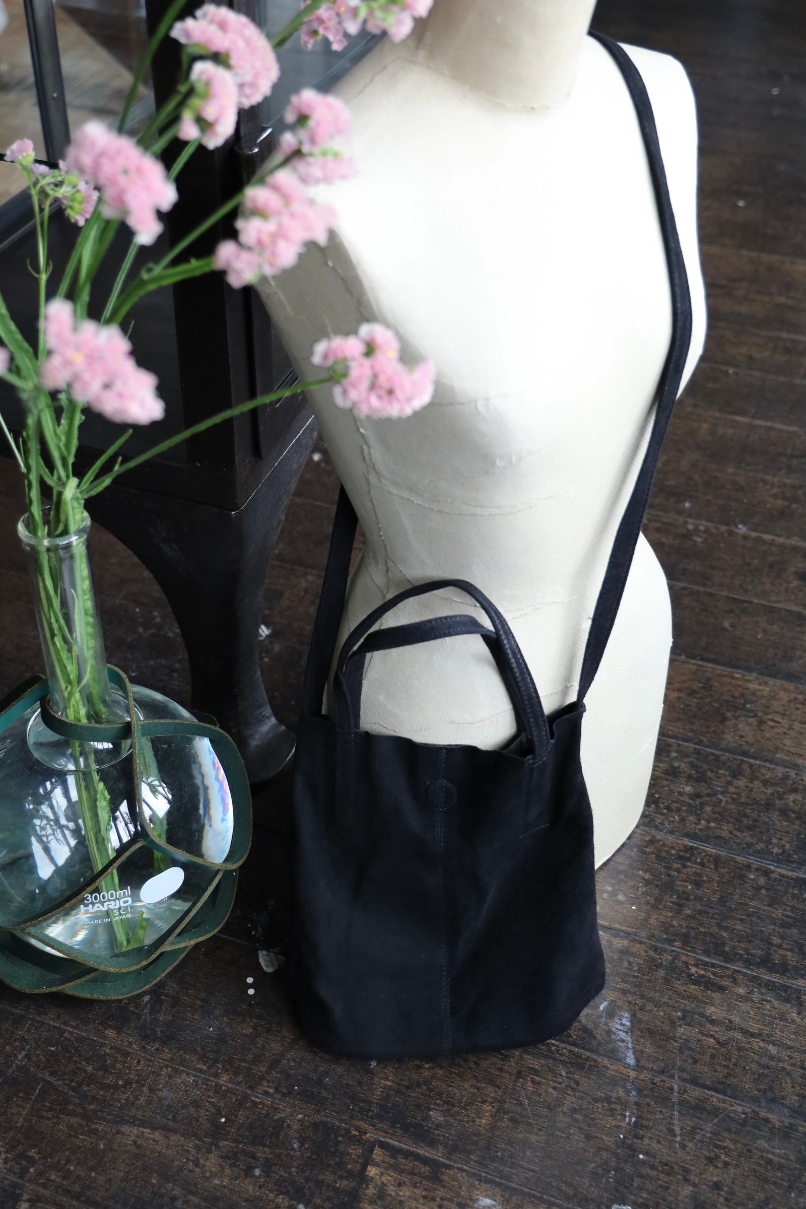 Morphee / モルフェトートバッグ 2WAY SMALL TOTE（LONG)OIL SUEDE BLACK