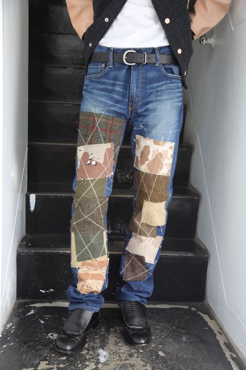 JUNYA WATANABE COMME des GARCONS MAN Levi′s 513カスタマイズ×多素材パッチワークデニムパンツ Style.2020.8.30.