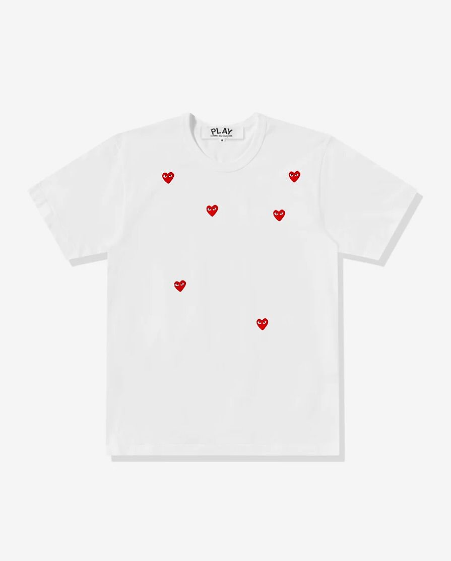 プレイコムデギャルソン PLAY MANY HEART S/S T-SHIRT RED  HEART(AX-T338-051)WHITE☆3月1日(金)発売！ - XS