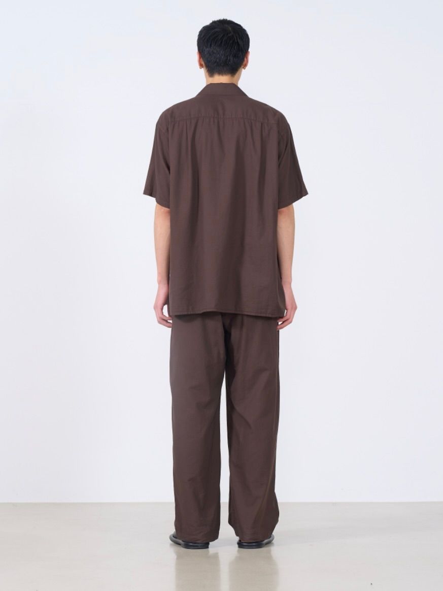 ヨーク25SUMMER シャツ GARMENTDYED COTTON SILK TWILL OPEN COLLAR SHIRT(YK25SS001006SH)BROWN