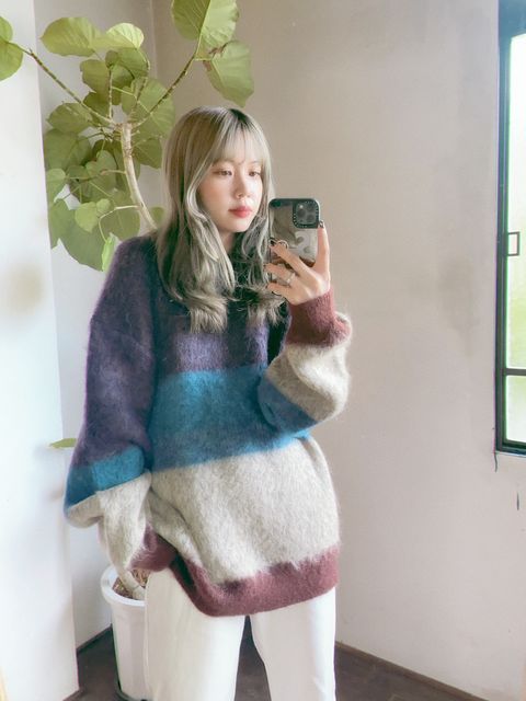 YOKE 新作MOHAIR BORDER CREWNECK SWEATER style.2023.8.27