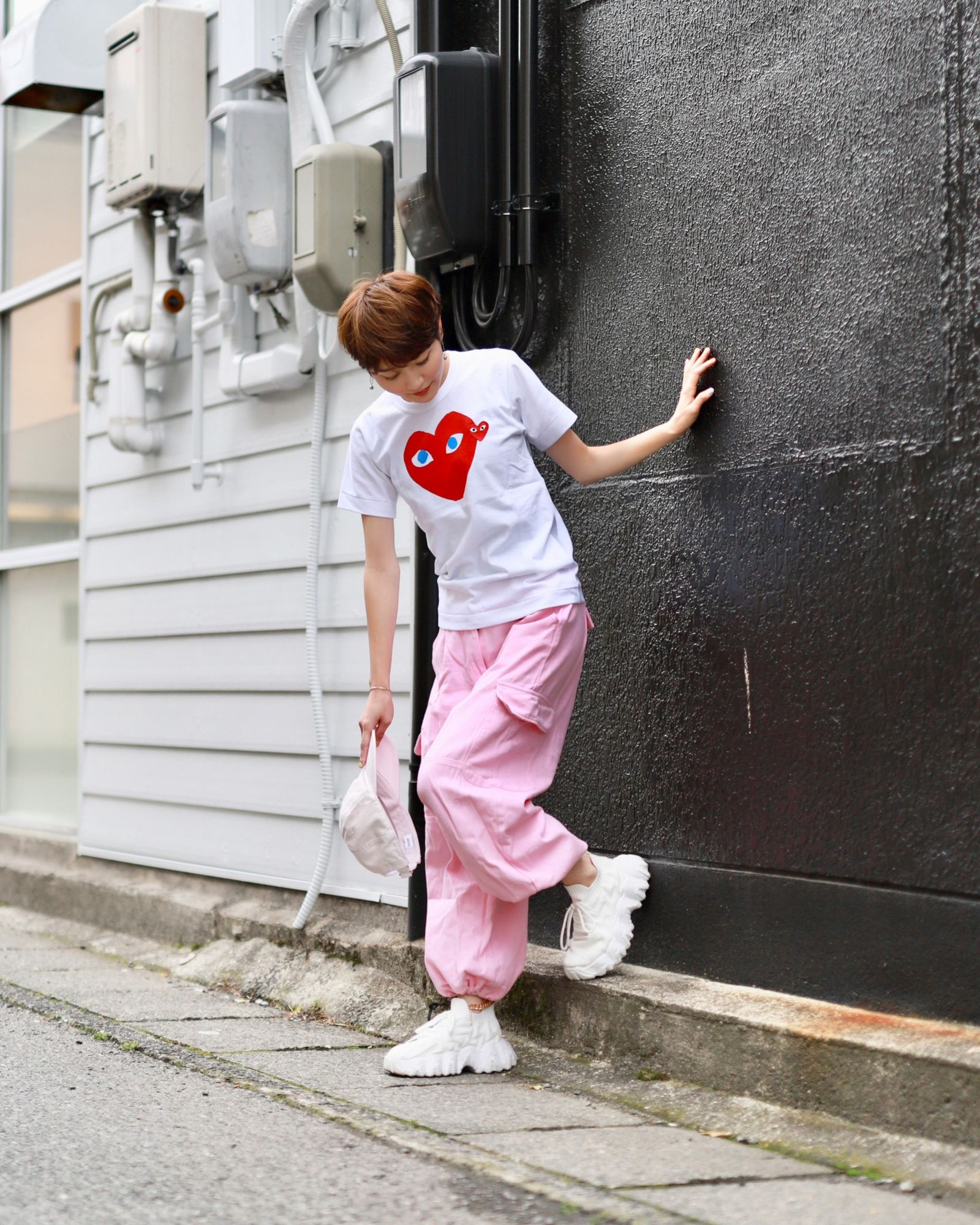 PLAY COMME des GARCONS REDハート With Blue Eyes Tシャツstyle