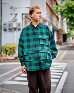 フレッシュサービス BUFFALO CHECK MULTI POCKET SHIRT(FSC243-50133)GREEN CHECK