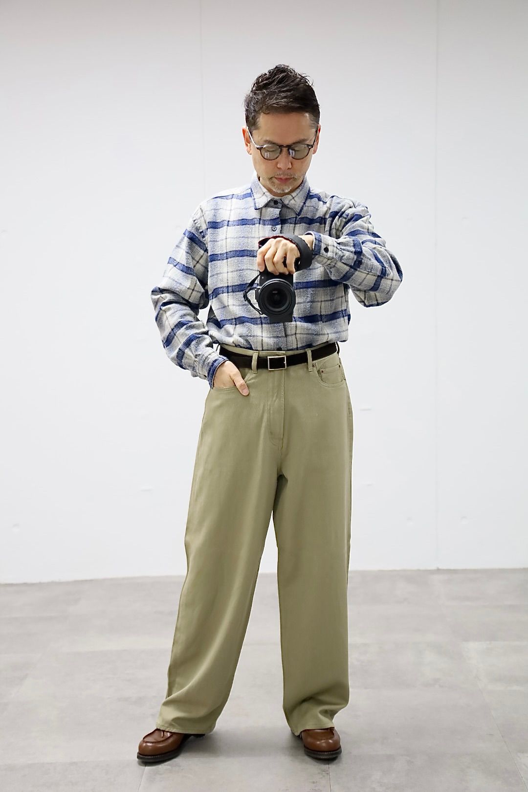 A.PRESSE 2026 STYLE1 Washed Silk Cotton Pique Pantsスタイル