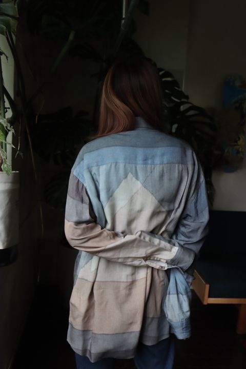 YOKE PRINTED REGULAR COLLAR SHIRT"NAVY"スタイル