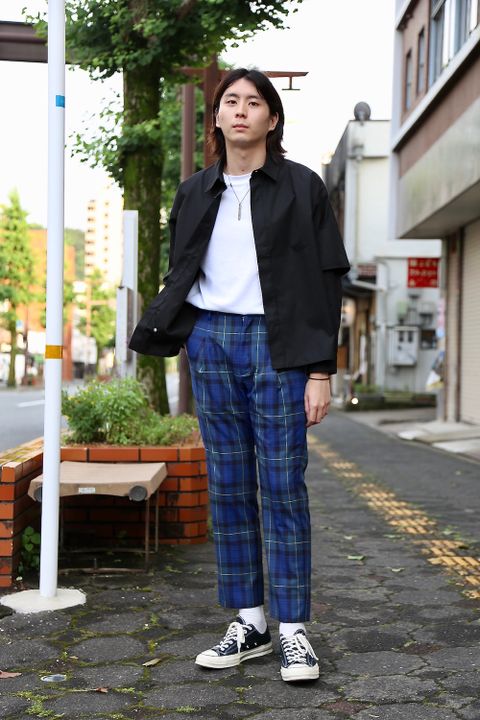 JieDa TARTAN CHECK TUCK SLACKS"NAVY"スタイル.2020.7.25.