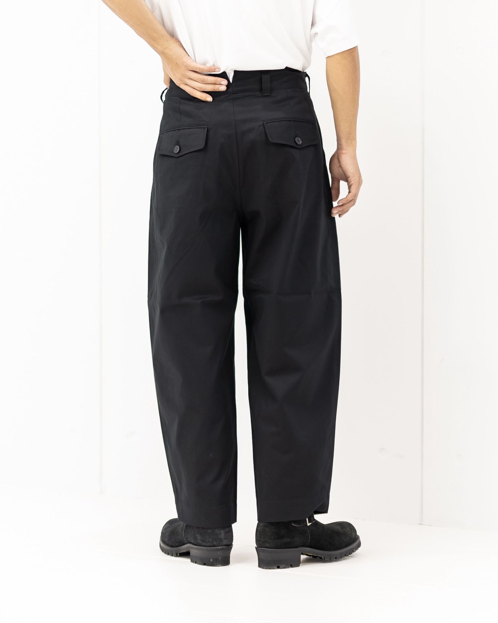 コムデギャルソンオム25FW コットンサテンパンツ(HP-P025-051)BLACK