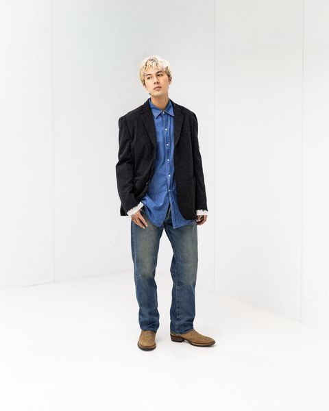 コムデギャルソンオム ウールエステルヘリンボーンジャケット MARK スタイル