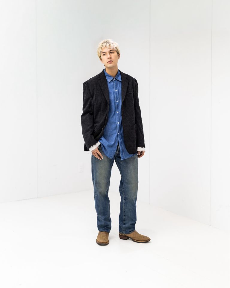 コムデギャルソンオム ウールエステルヘリンボーンジャケット MARK スタイル