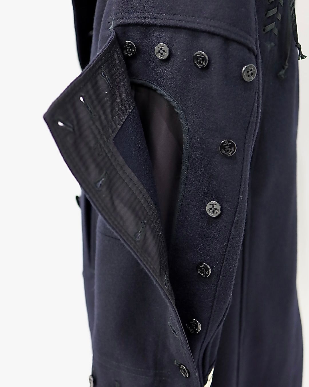 ジュンヤワタナベマン 26FW ウールナイロンメルトン NEEDLES Wネーム Pコート (WR-J105-051)NAVY☆10月2日(金)発売！