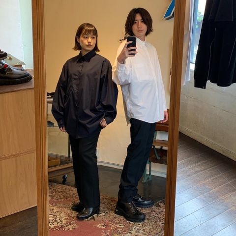 Graphpaper Broad L/S Oversized Regular Collar Shirt(GM203-50110B) style.2020.7.19.