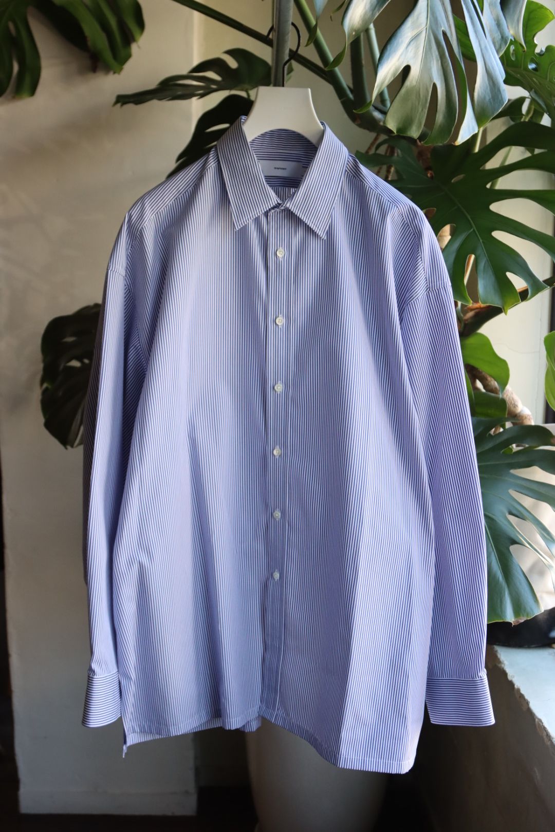 グラフペーパー High Count Broad Stripe Regular Collar Shirt (GM231-50241B) BLUE  STRIPE※12月10日(土)発売 - FREE(フリー)