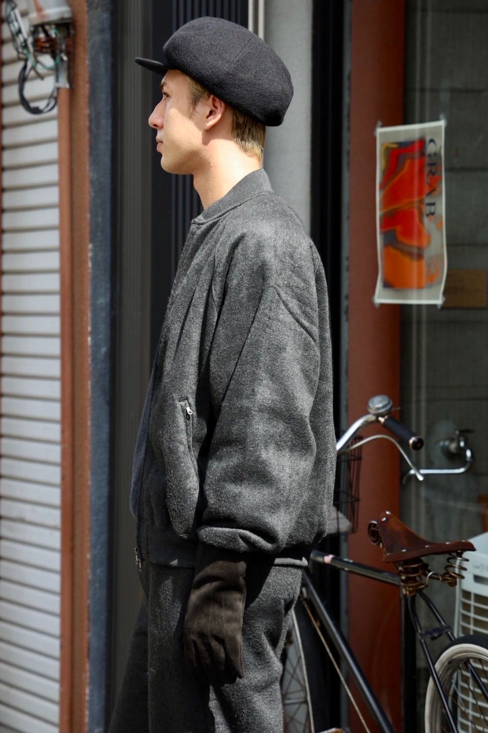 blurhms ブラームス Pe/Silk Fleece Bomber Jacket(BHS25F019)HEATHER BLACK☆新作発売！