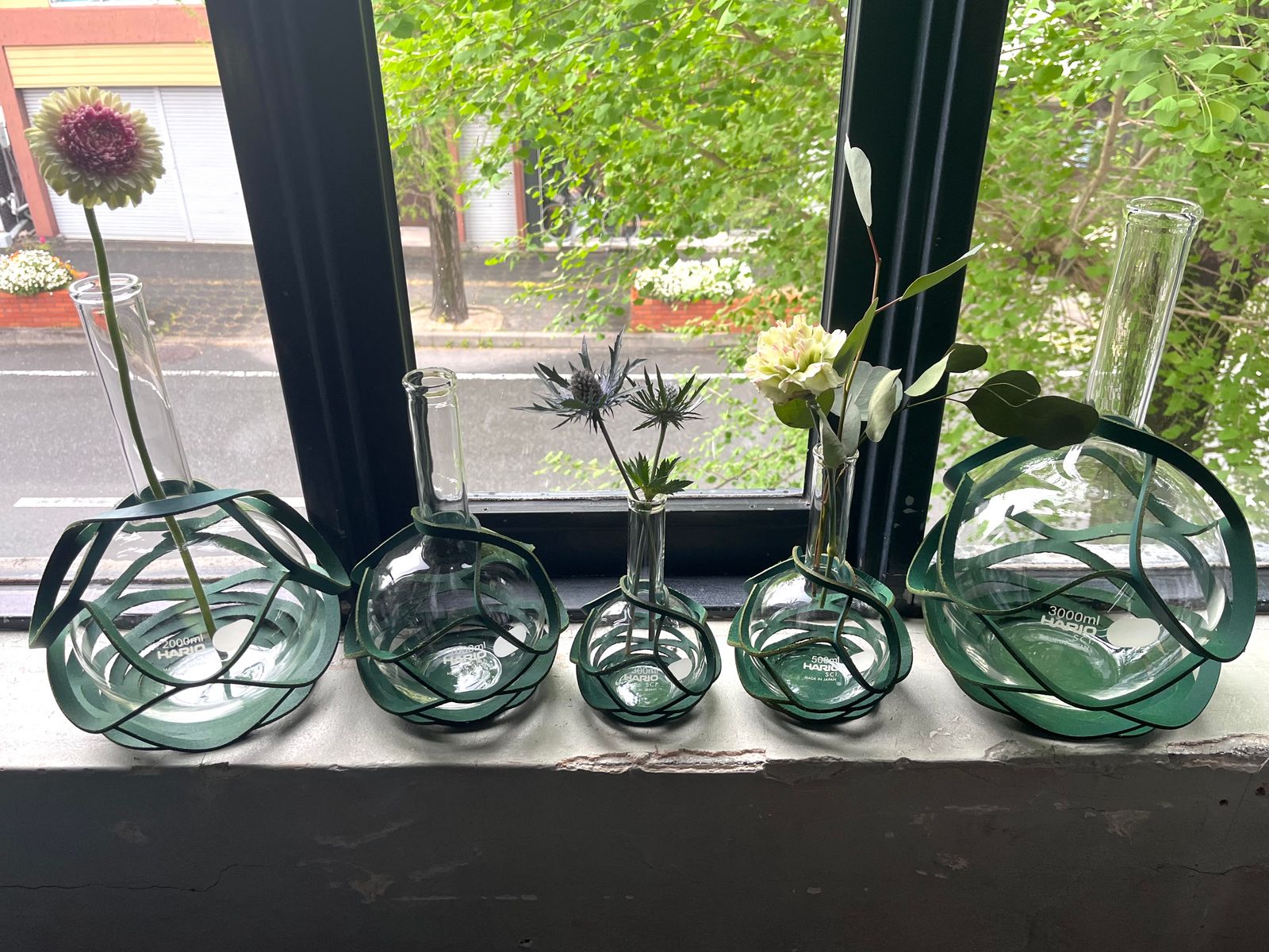 エンダースキーマ 花瓶 Flat-bottom flask 300ml(sv-hf-300) green