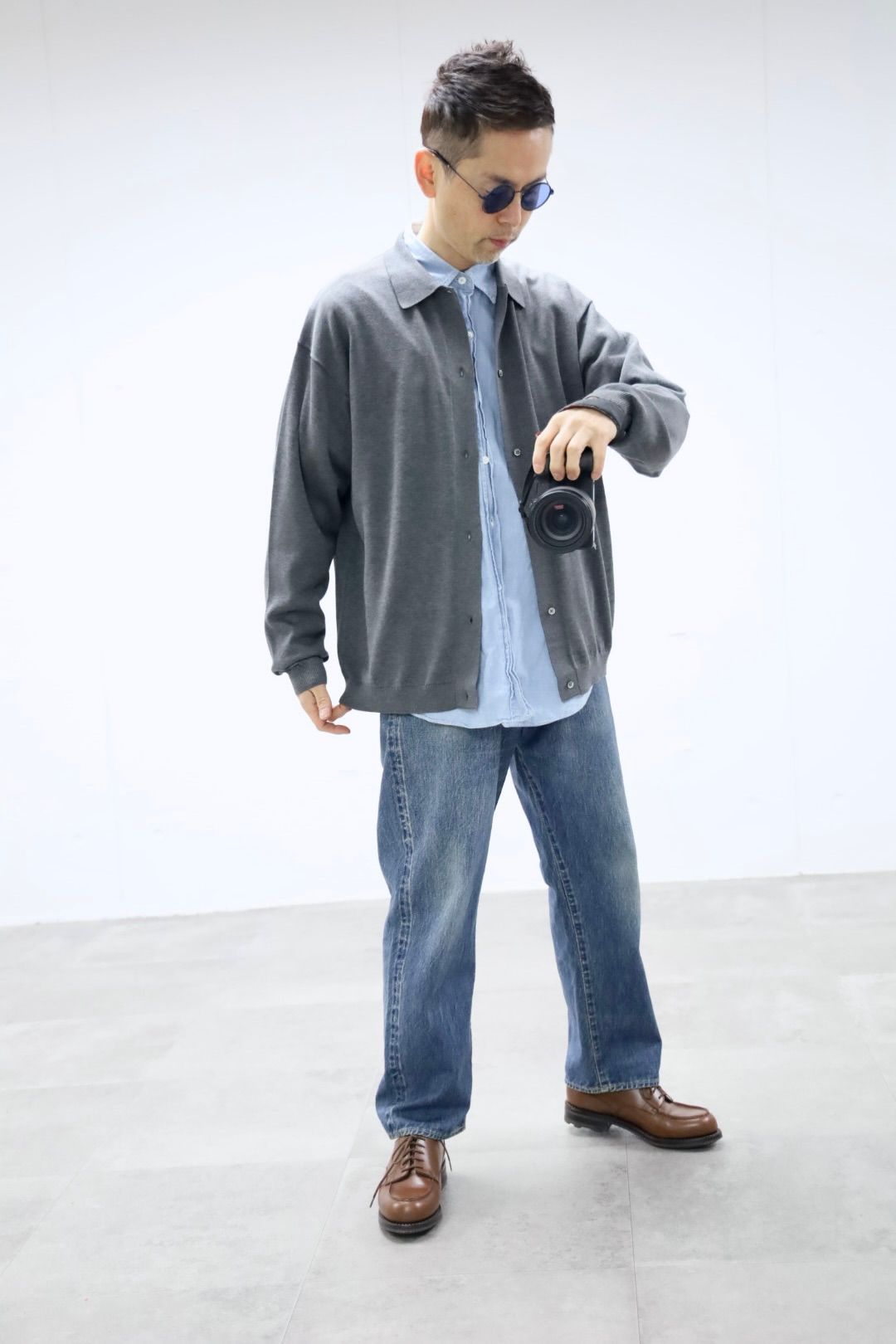 グラフペーパー26SS Suvin High Gauge Knit Oversized L/S Shirts (GU261-80263C)TOP GRAY☆1月17日(土)発売！