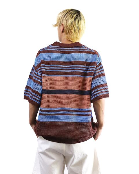 ヨーク 24SS BORDER MESH KNIT SKIPPER POLO SHIRT style 2024.5.24