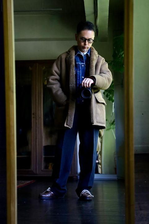 A.PRESSE Mouton Coatスタイル