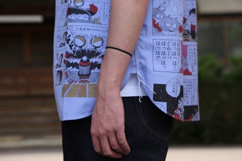 JUNYA WATANABE CDG MAN Dr.スランプアラレちゃん綿シャンブレーツイルプリント半袖シャツ style.2021.3.7.