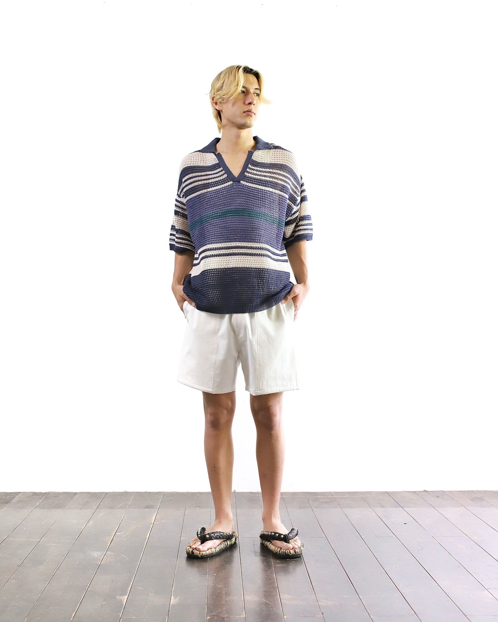 ヨーク 24SS BORDER MESH KNIT SKIPPER POLO SHIRT style 2024.5.24 | 4824 | mark