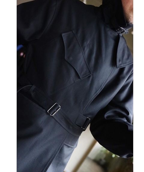 blurhms23SS Drill Chambray Motocycle Jacketスタイル.