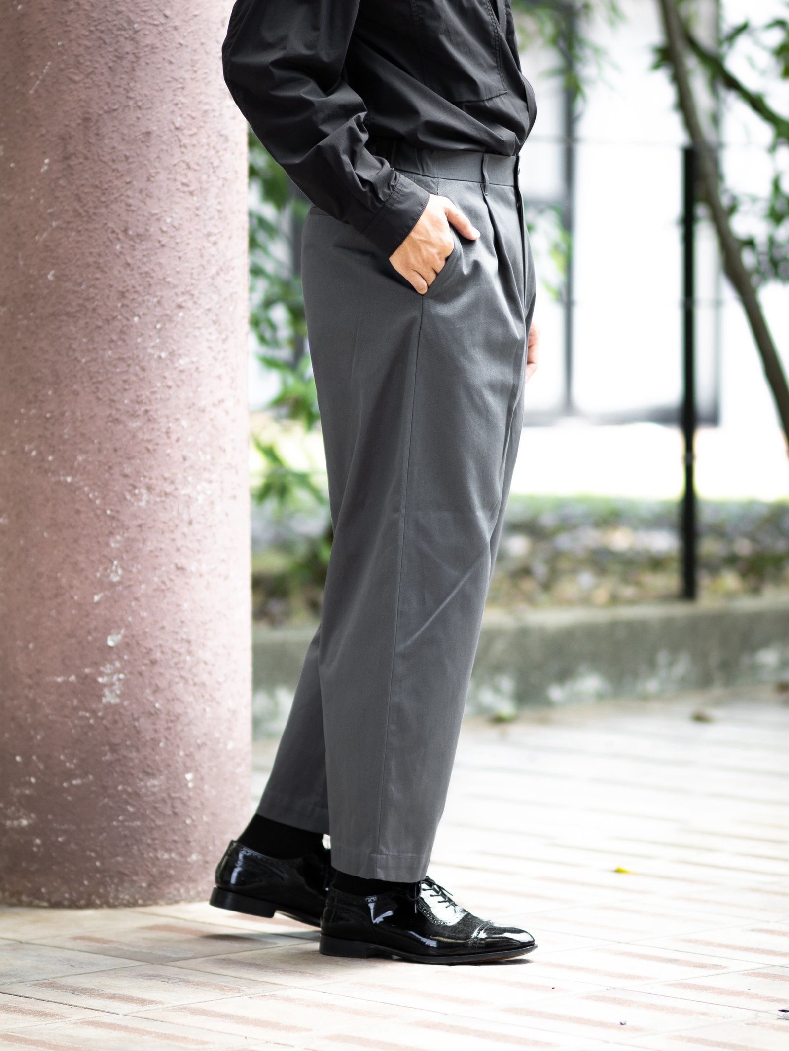 Graphpaper Westpoint Chino Wide Tapered Trousers (GRAY) MARKスタイル