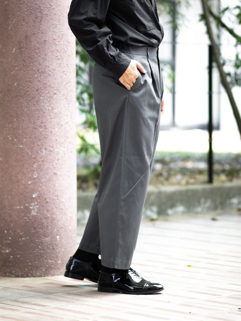 Graphpaper Westpoint Chino Wide Tapered Trousers (GRAY) MARKスタイル