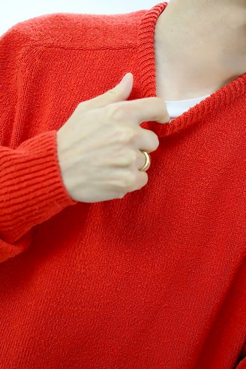 A.PRESSE 2026 STYLE1 Washed Silk Nep Crew Neck Sweater"RED"スタイル