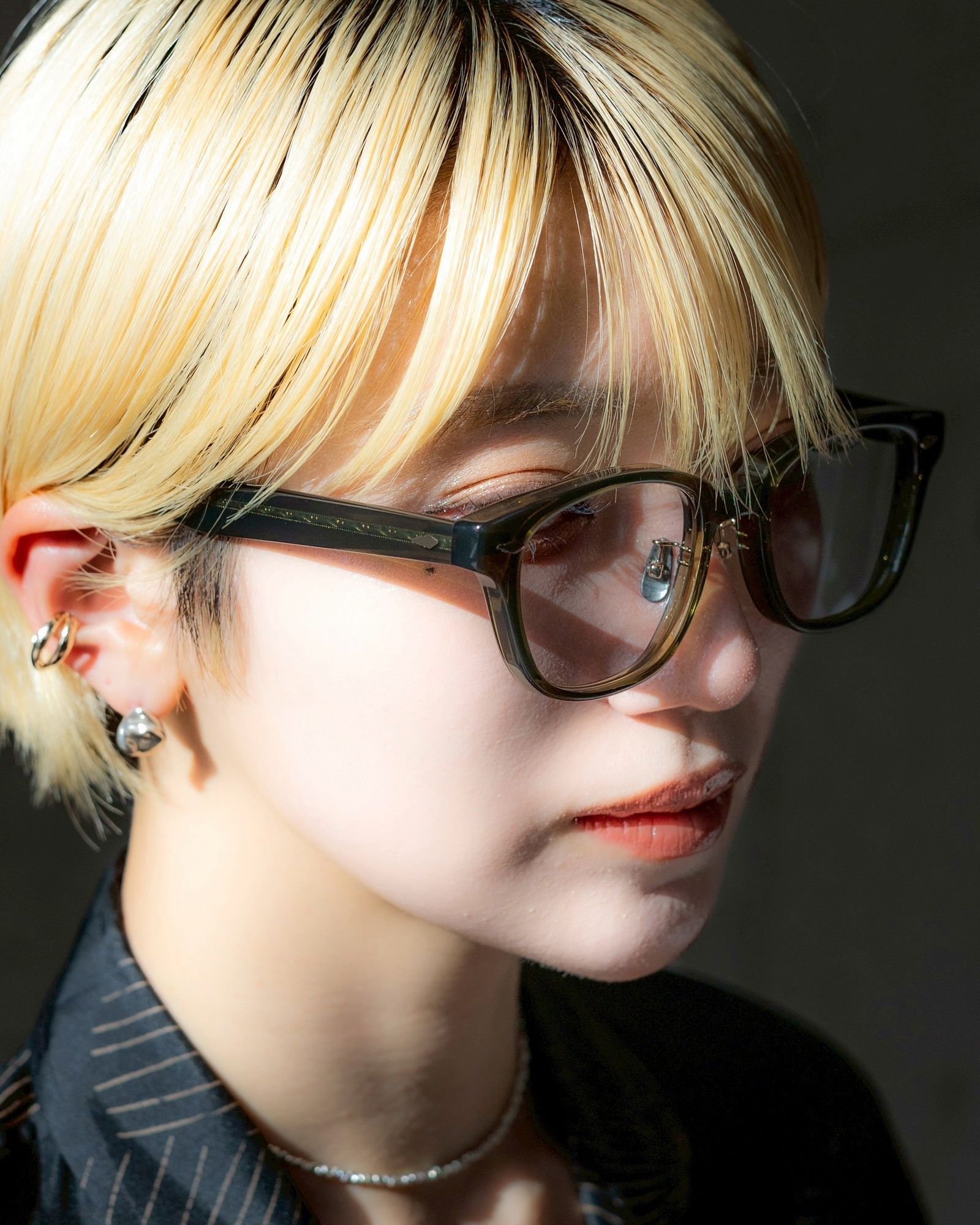 ノチノオプティカル "SANSUI FR" #5.CREAR SMOKE OLIVE× GREY GREEN to DARK GREY (調光モデル)