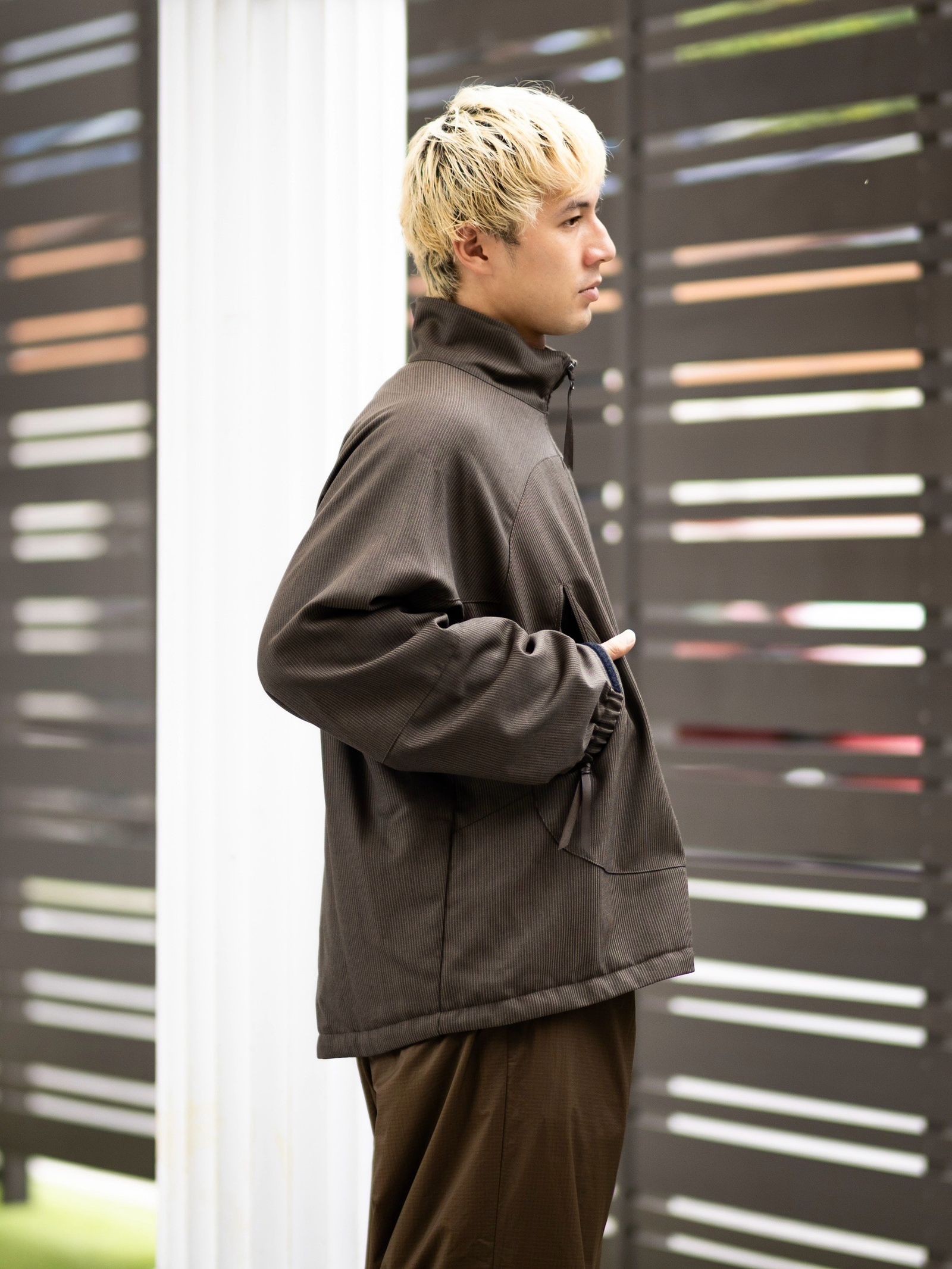 Graphpaper Melange Pique Zip-up Stand Collar Jacket (BROWN)9月26日(土)新作発売！