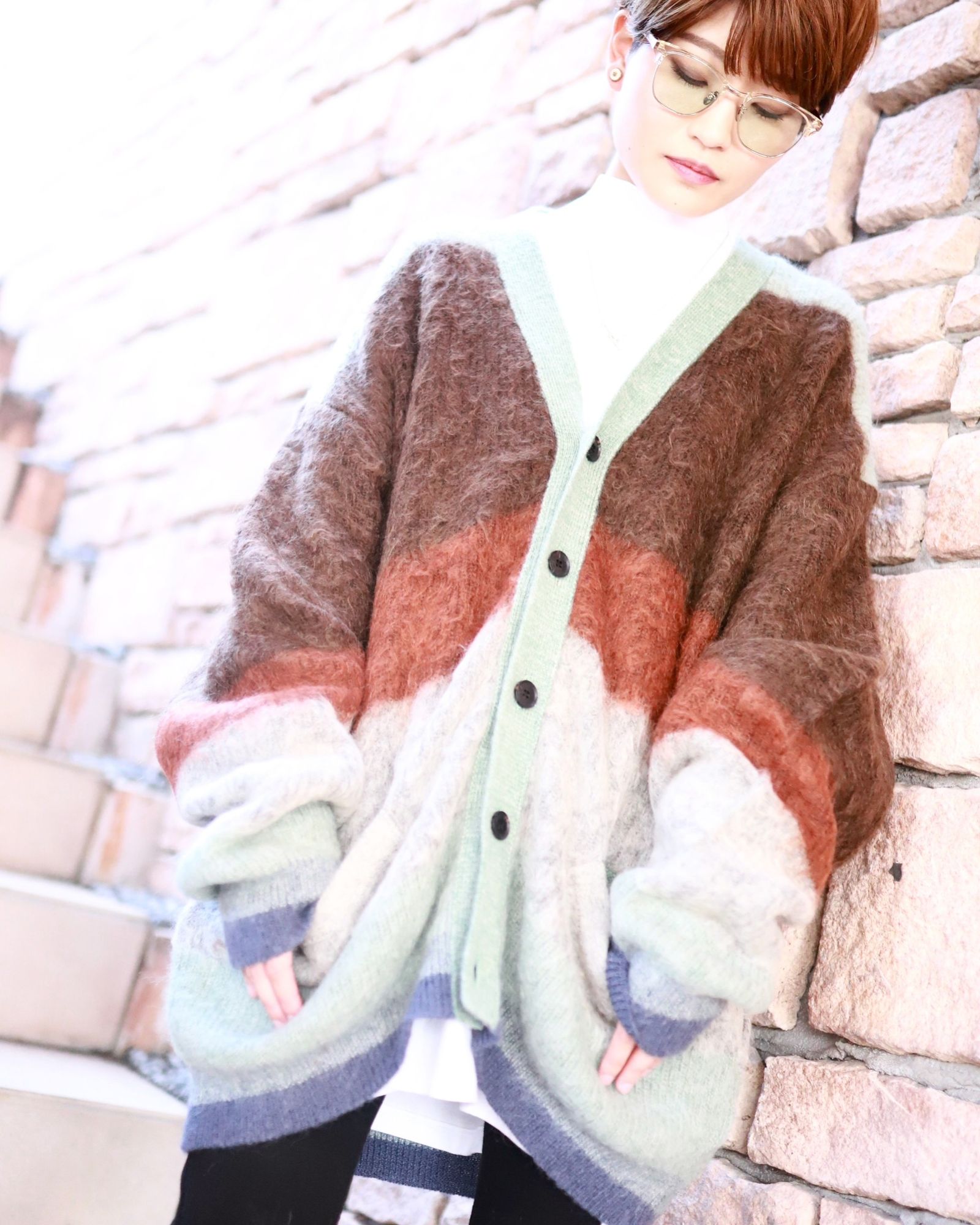 YOKE - ヨーク23AW MOHAIR BORDER CARDIGAN(YK23FW0571S)BROWN | mark