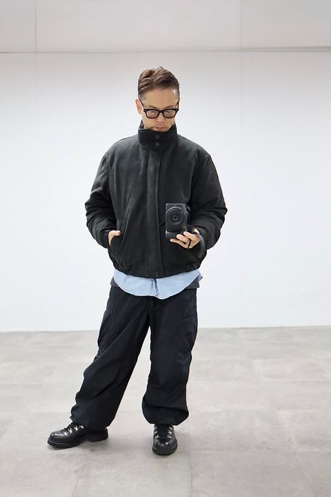 A.PRESSE Nubuck Leather Down Jacketスタイル