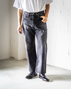 グラフペーパー25AW Selvage Denim Five Pocket wide Straight Pants(GU253-40059DB)BLACK_DARK FADE