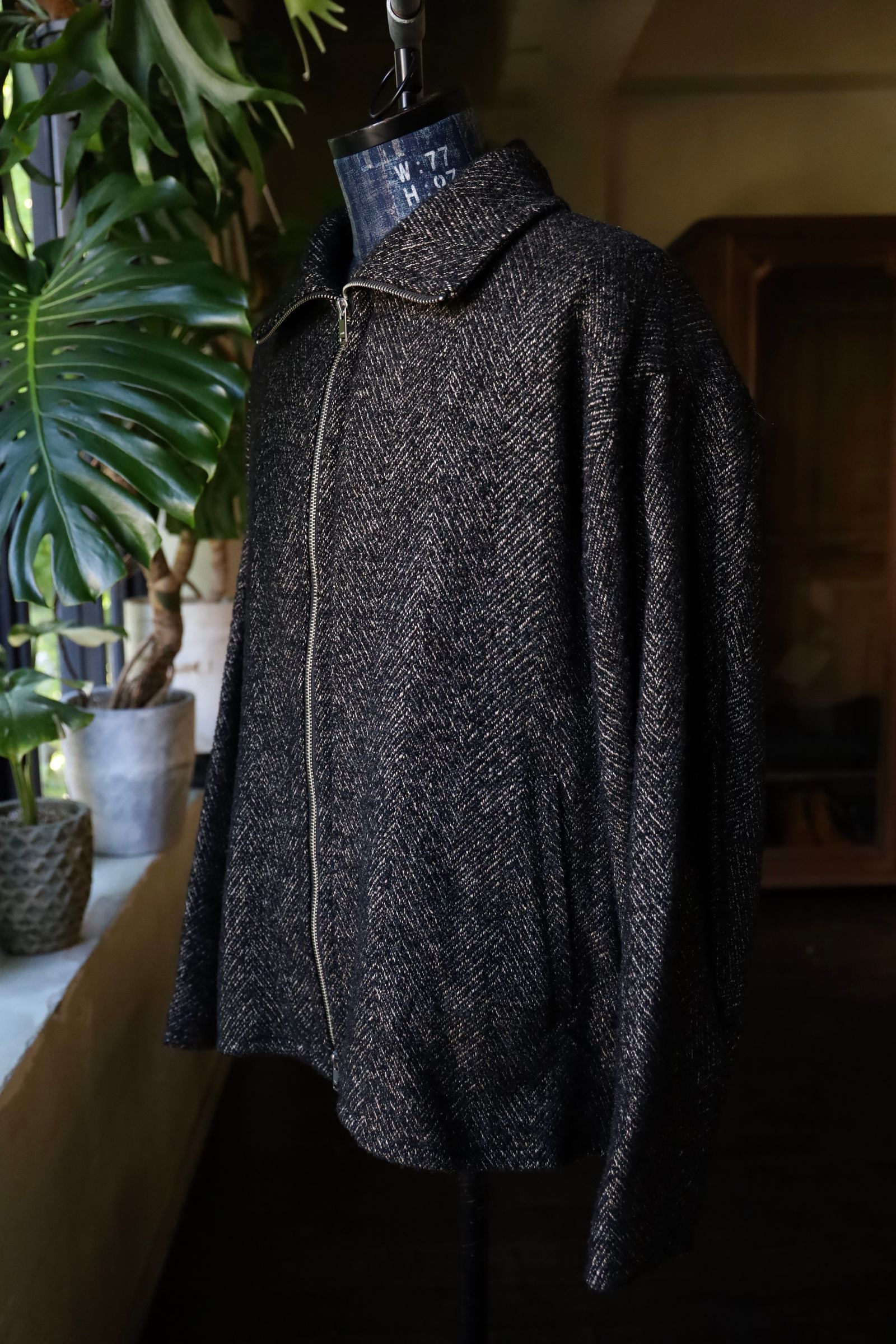 ヨーク24FW TWEED STAND COLLAR ZIP BLOUSON (YK24FW0727B)BLACK