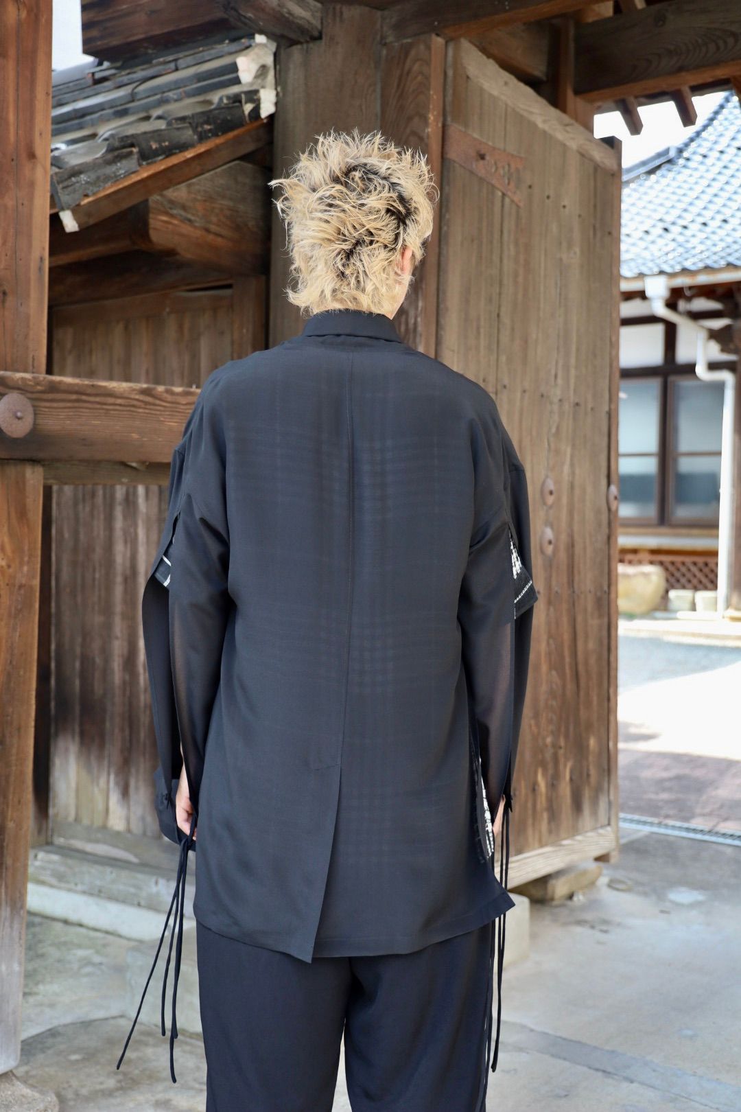 Yohji Yamamoto 釈迦釦付きストールジャケット (HK-J17-441)BLACK