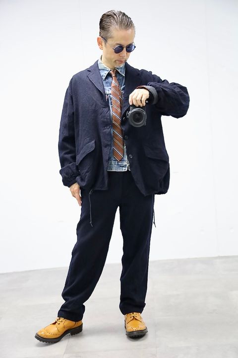 COMME des GARCONS HOMME ウールサージ製品縮絨3Bジャケットセットアップ"NAVY"スタイル2025.10.5.