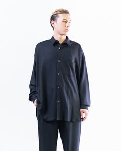 グラフペーパー 24AW Wool Smooth Flannel Oversized Regular Collar Shirt (GM244-50010)BLACK