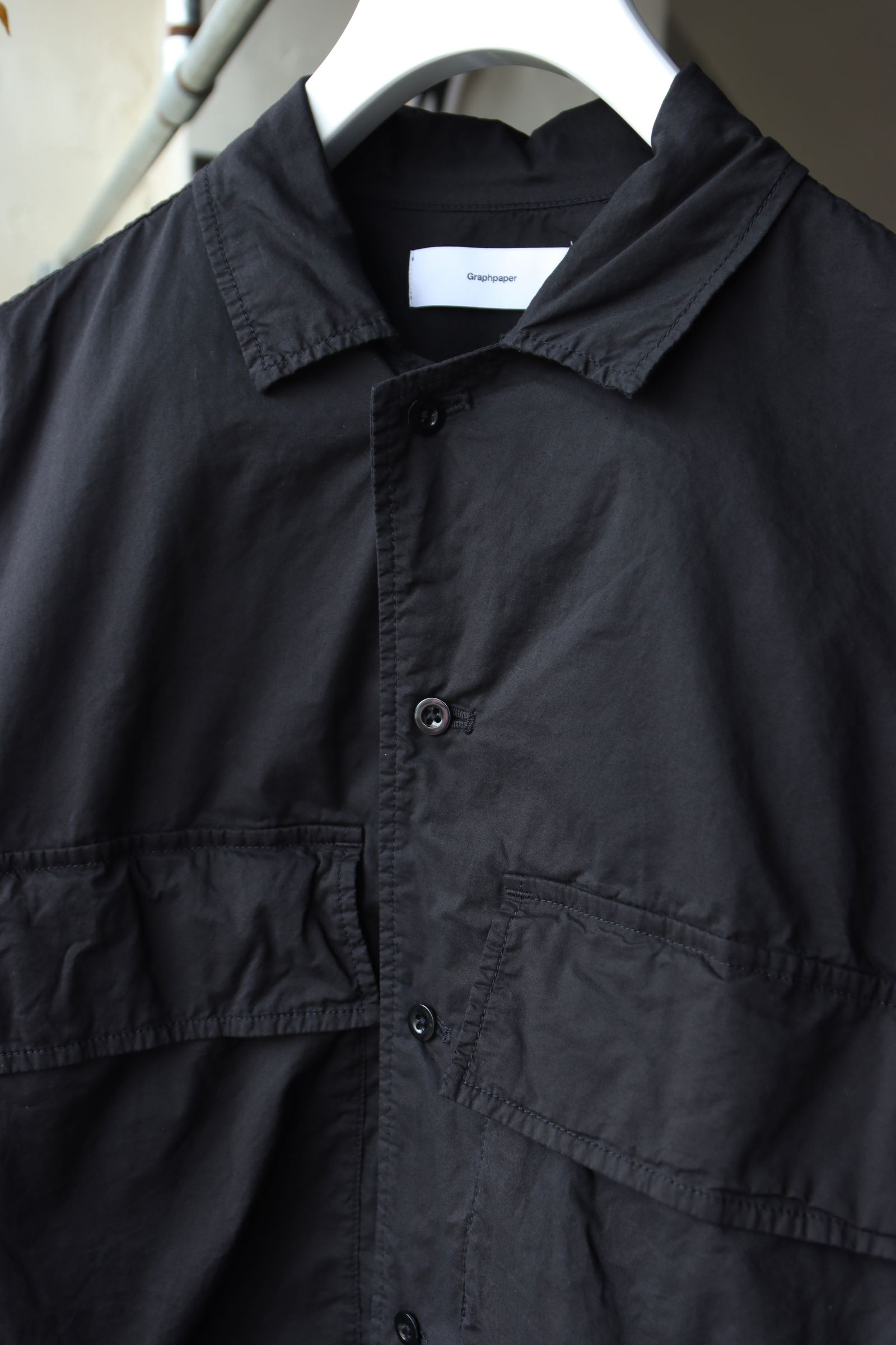 グラフペーパー 25SS Garment Dyed Typewriter Fatigue Shirt(GM251-50091B)BLACK
