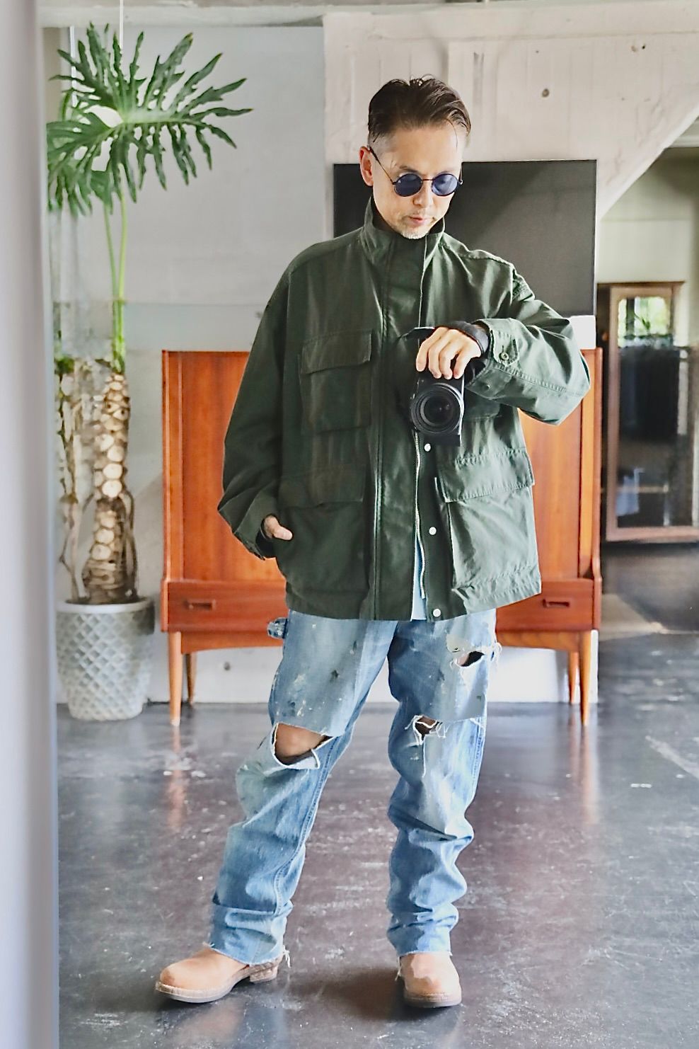 Graphpaper Cotton Cupro Back Satin Military Jacketスタイル2025.9.6.